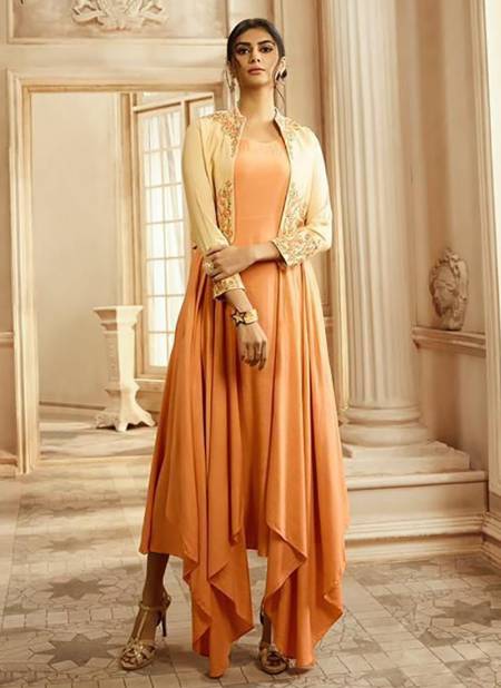 Yellow Colour Stylish Gown Designer Party Wear Pure Rayon Cotton Fancy Long Kurti Collection 1001